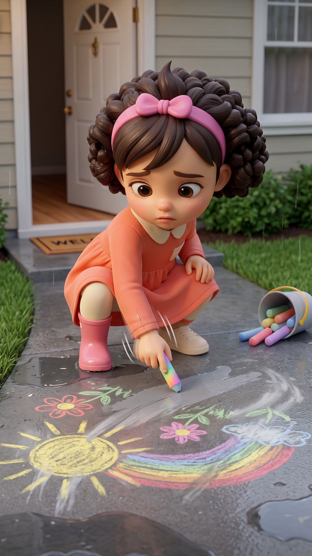 She Drew It All Morning. The Rain Took It First.